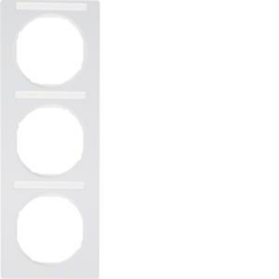 Afdekraam 3-v vert. met tekstveld berker R.3 polar wit glans