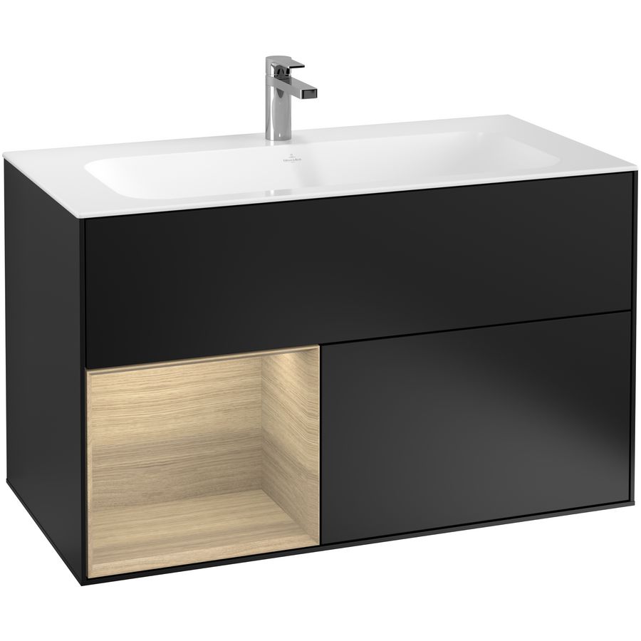 Wastafelonderkast Finion 996x591x498mm Black Matt Lacquer F030PCPD
