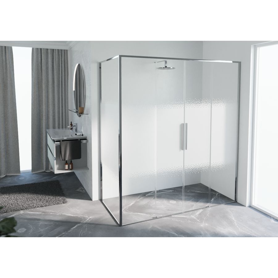 Schuifdeur RIGA 2A 1190-1220x2000mm Rose-1 motief profiel chroom