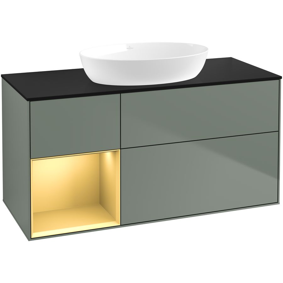 Wastafelonderkast Finion 1200x603x501mm Olive Matt Lacquer FA62HFGM