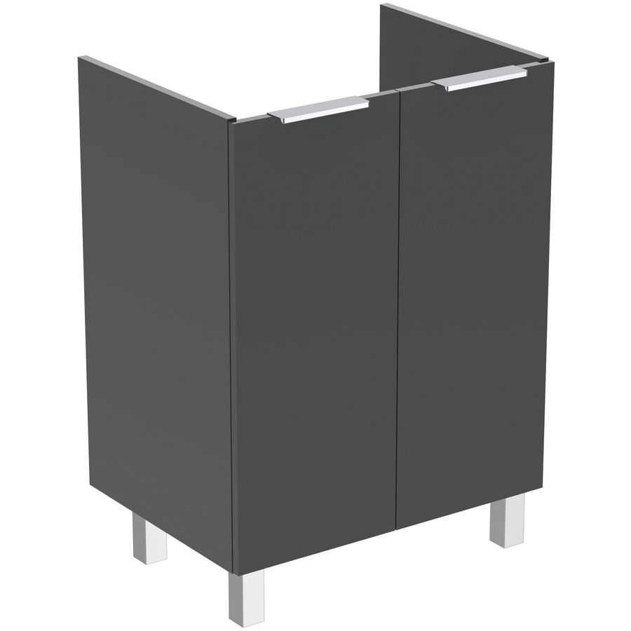Wastafelmeubel 600x440x825mm m. 2 deuren grijs m. poten Tiempo
