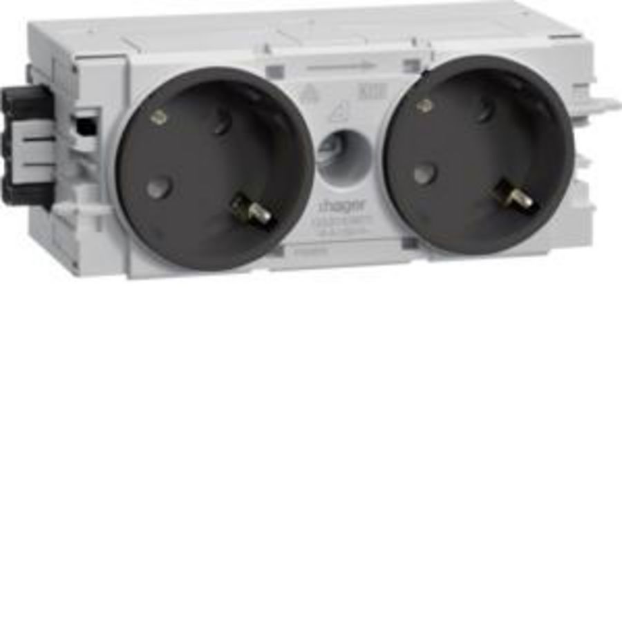 Wandcontactdoos 2-V Ecoline 45gr. Wago C-profiel zwart