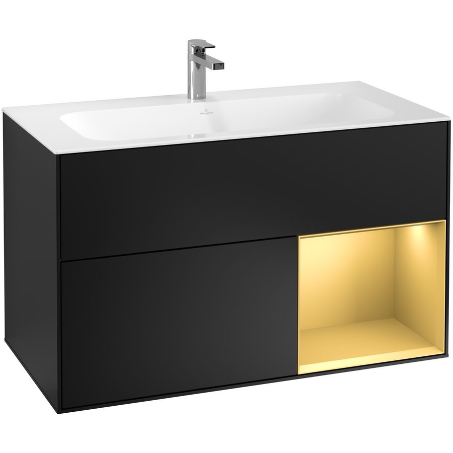Wastafelonderkast Finion 996x591x498mm Black Matt Lacquer F040HFPD