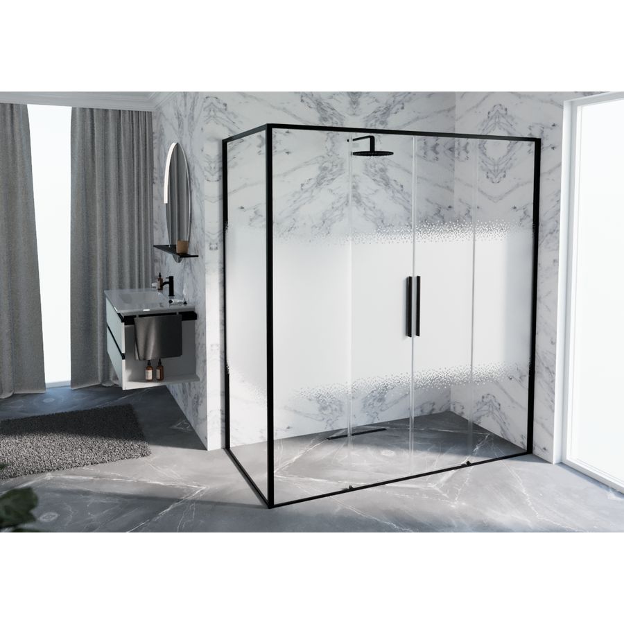 Schuifdeur RIGA 2A 1160-1190x2000mm Rose-1 motief profiel zwart