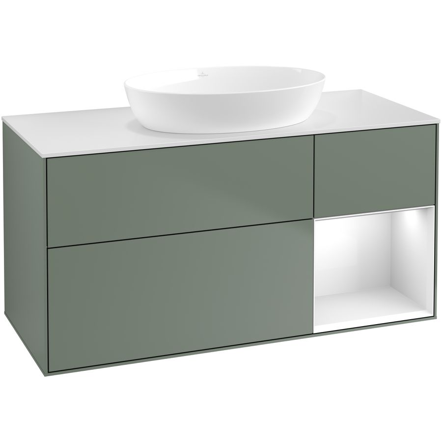 Wastafelonderkast Finion 1200x603x501mm Olive Matt Lacquer FA71GFGM