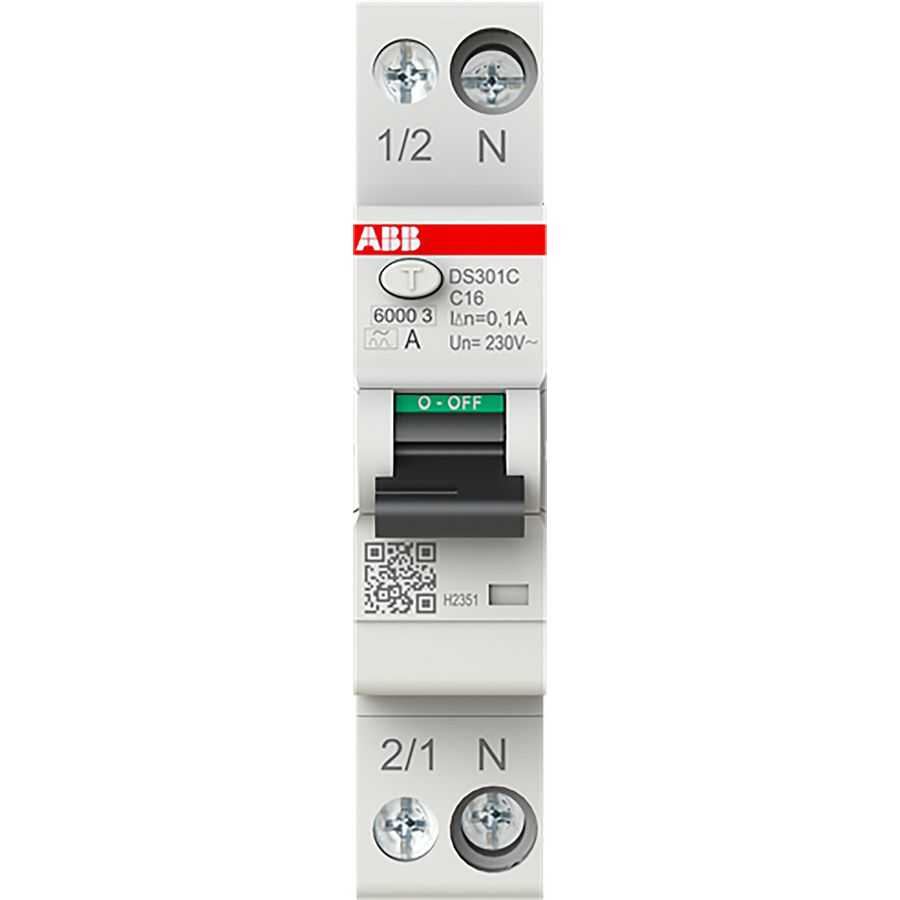 Aardlekautomaat 1P+N, C Char, 16A, 100ma, 6ka
