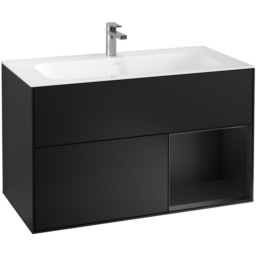 Wastafelonderkast Finion 996x591x498mm Black Matt Lacquer F040PDPD