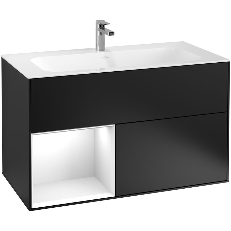 Wastafelonderkast Finion 996x591x498mm Black Matt Lacquer G030GFPD
