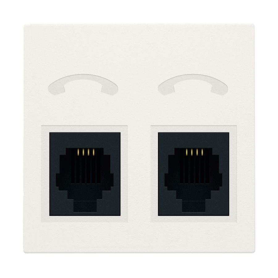 Afwerkingsset telefooncontactdoos 2 RJ11-contacten white