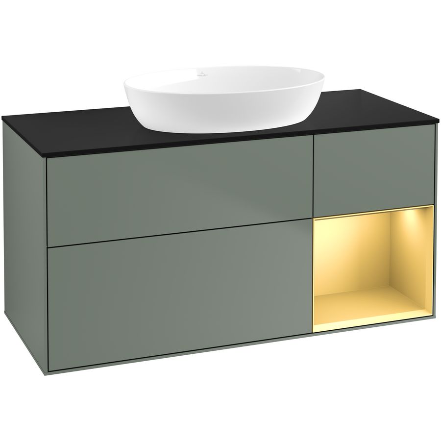 Wastafelonderkast Finion 1200x603x501mm Olive Matt Lacquer FA72HFGM