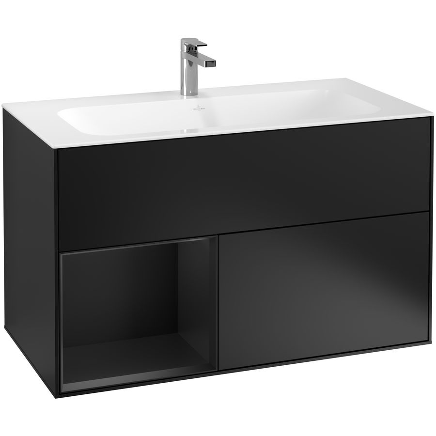 Wastafelonderkast Finion 996x591x498mm Black Matt Lacquer G030PDPD
