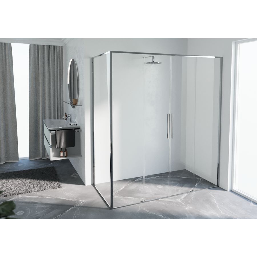 Schuifdeur RIGA 2A 1960-1990x2000mm helder glas profiel chroom