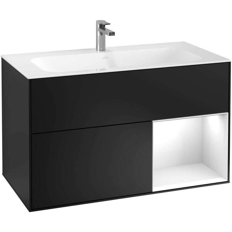 Wastafelonderkast Finion 996x591x498mm Black Matt Lacquer G040GFPD