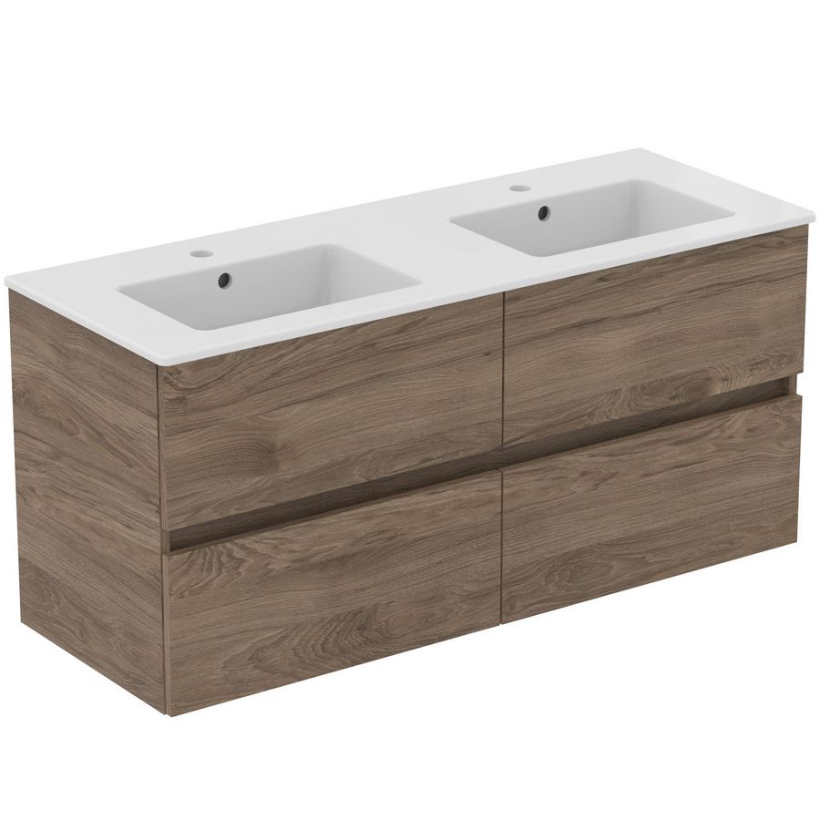 Wastafelmeubel pack 1200mm m. 4 laden flint hickory tiempo