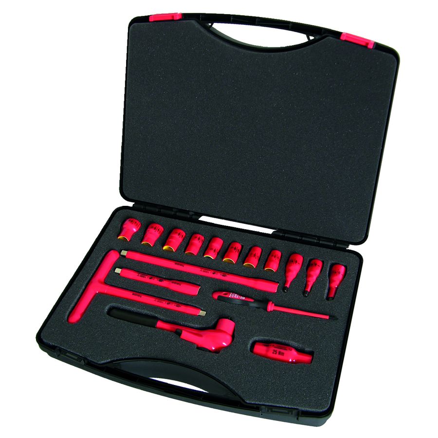 Doppenset in koffer 17-delig 3/8" aandrijving 1000V VDE