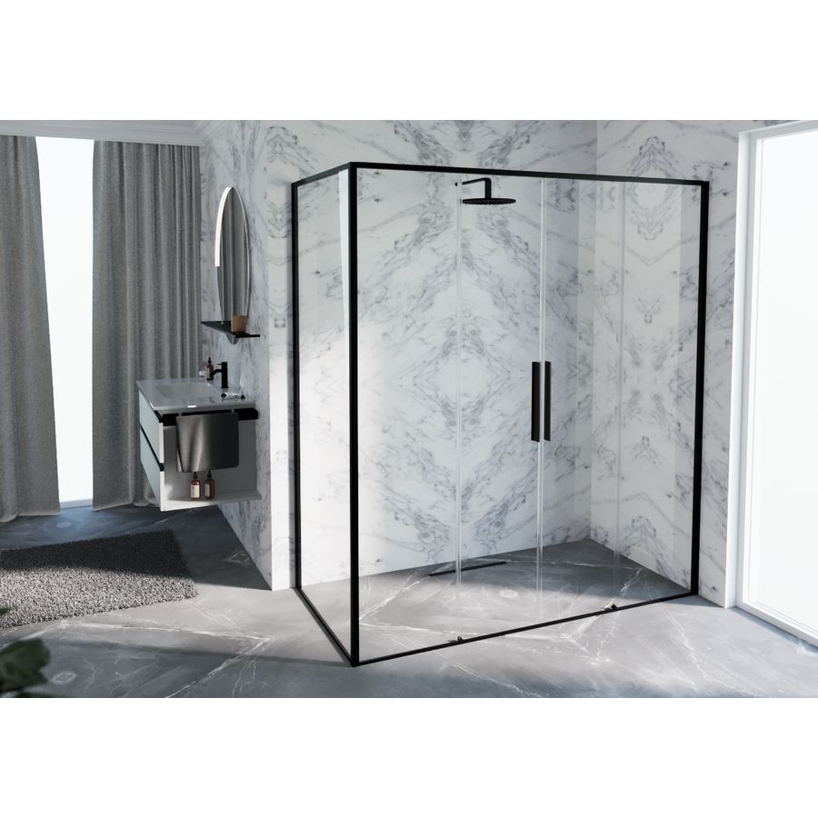 Schuifdeur RIGA 2A 1160-1190x2000mm helder glas profiel zwart