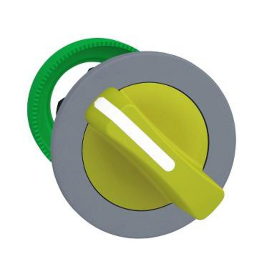 Flush mounted yellow selector switch head 2 pos stay put