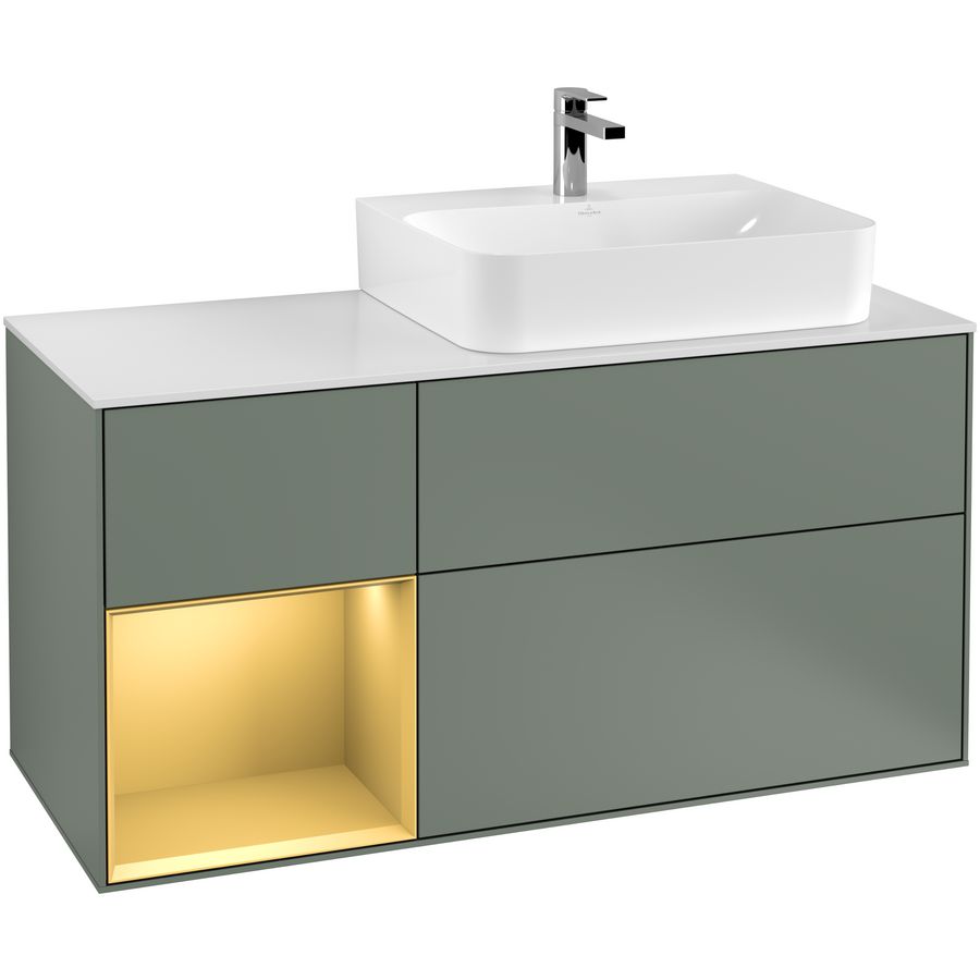 Wastafelonderkast Finion 1200x603x501mm Olive Matt Lacquer G141HFGM