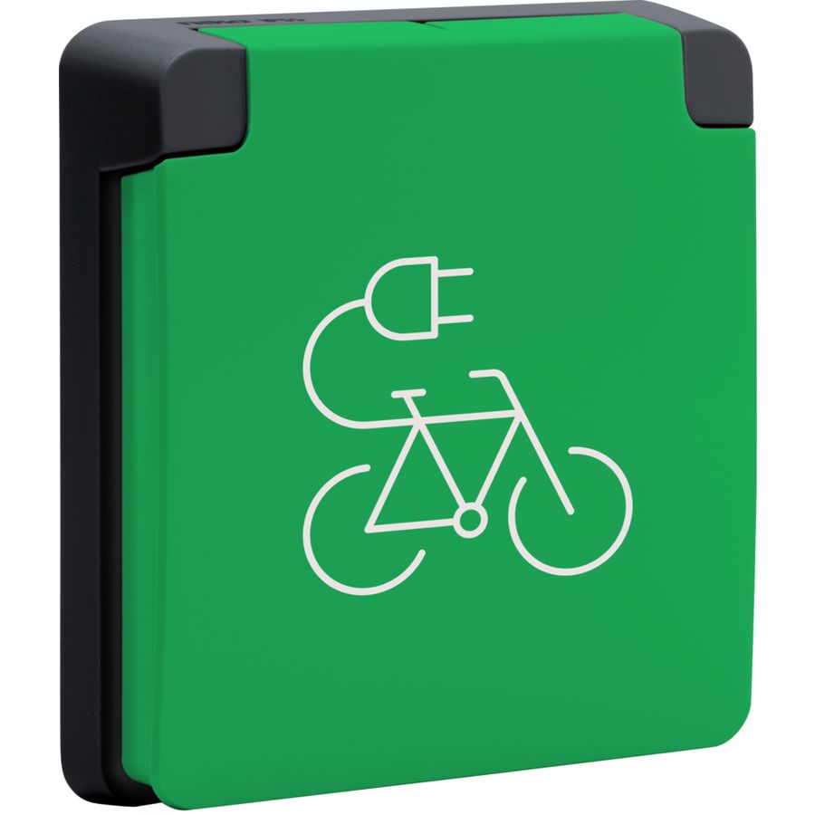 Spuitwaterdicht fietsoplaadpunt 16A/250Vac insteek zwart