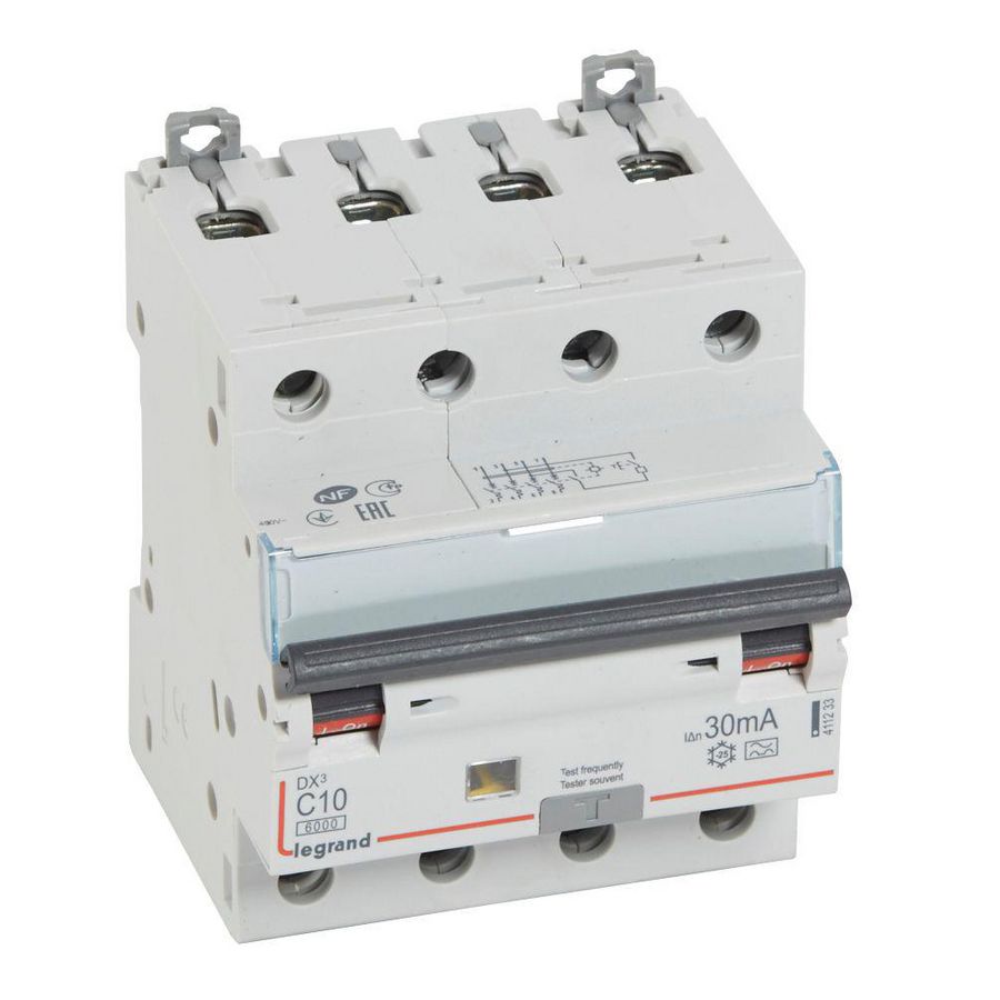 Aardlekautomaat DX3 4-polig C10A 6000A 30mA