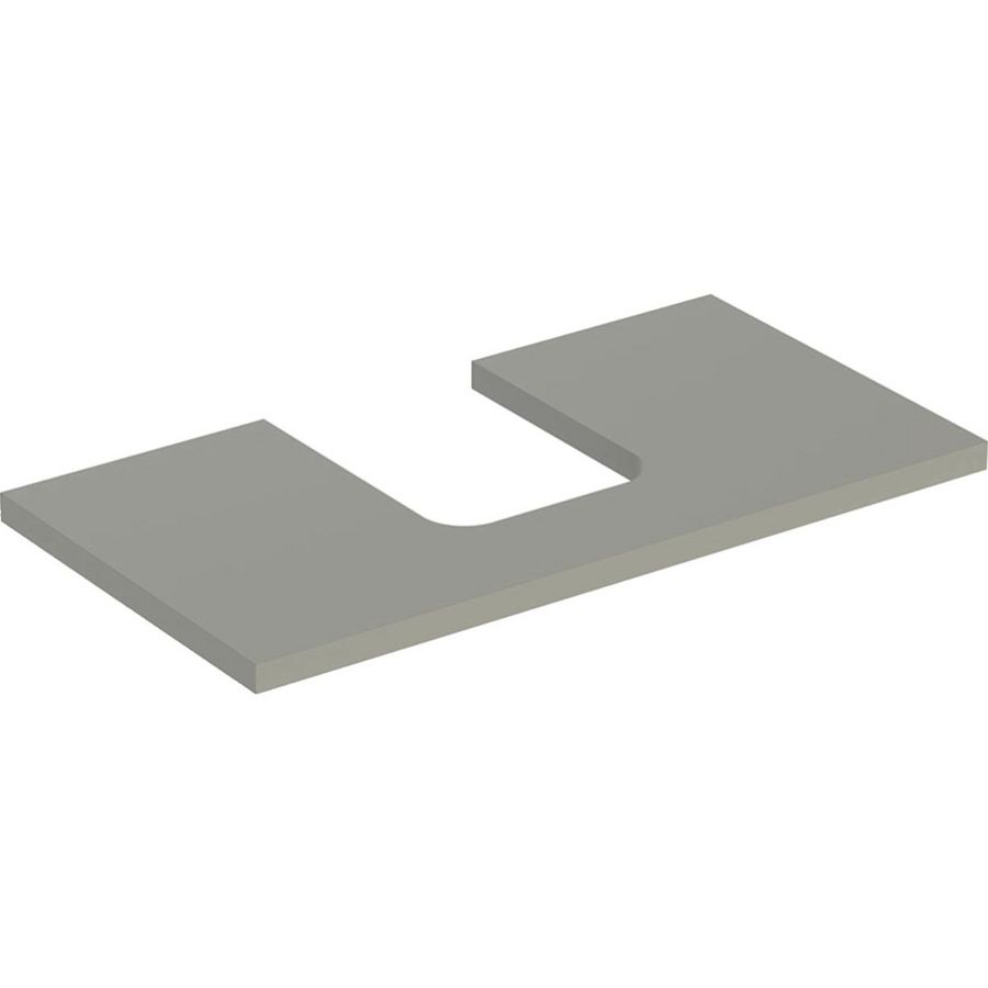 Wastafelblad voor opzetwastafel 75cm greige mat uitsparing afgerond gecentreerd ONE