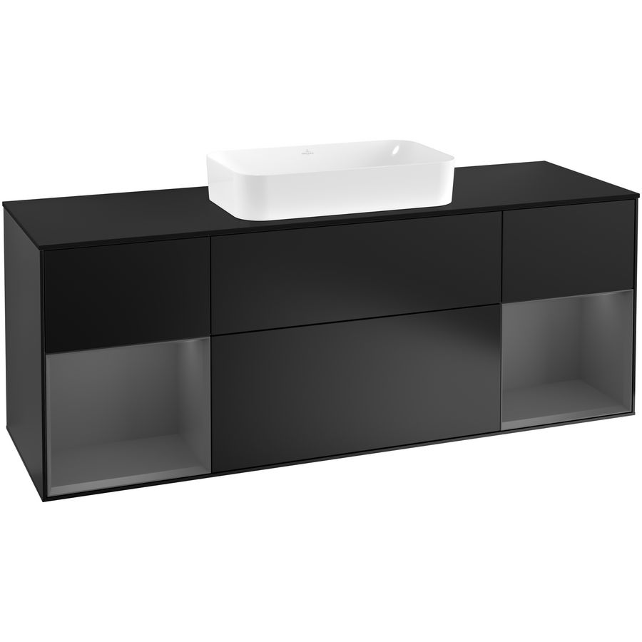 Wastafelonderkast Finion 1600x603x501mm Black Matt Lacquer G332GKPD