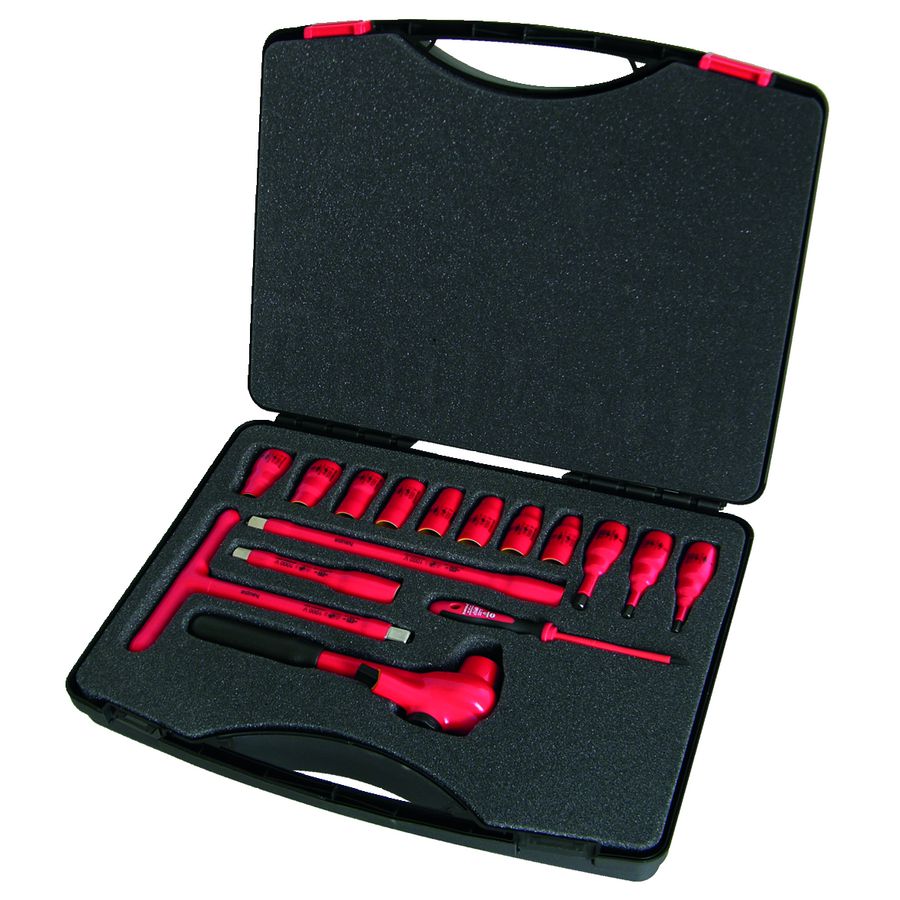 Doppenset in koffer 16-delig 1/2" aandrijving 1000V VDE
