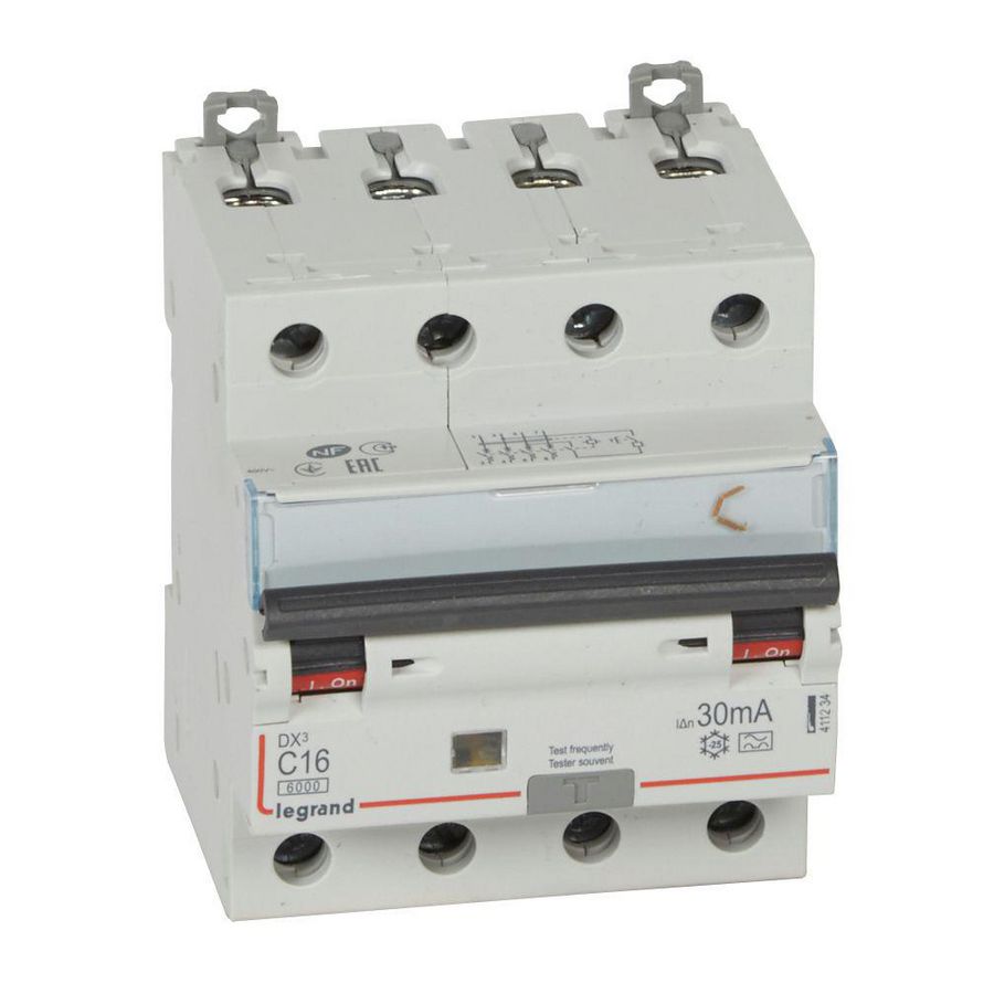 Aardlekautomaat DX3 4-polig C16A 6000A 30mA