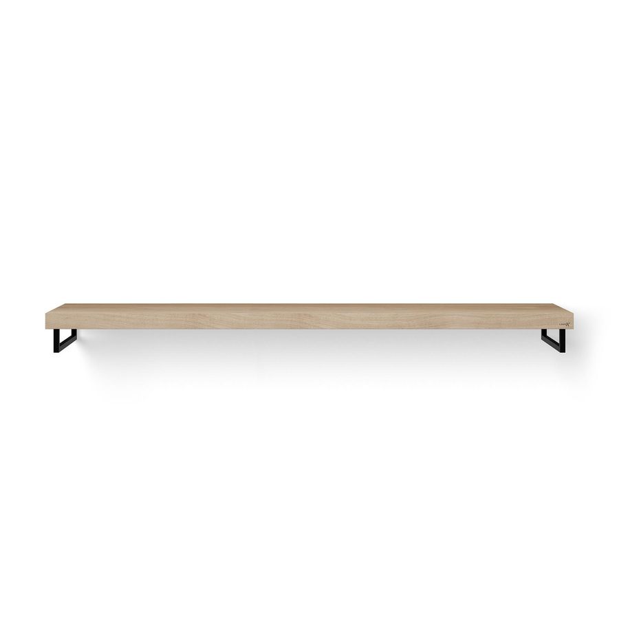 Wastafelblad Solo Wood eiken 200cm zwart 2x handdoekhouder