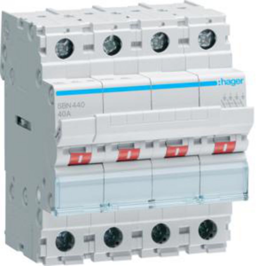 Modulaire lastscheider 4-polig 40A grijze tuimel