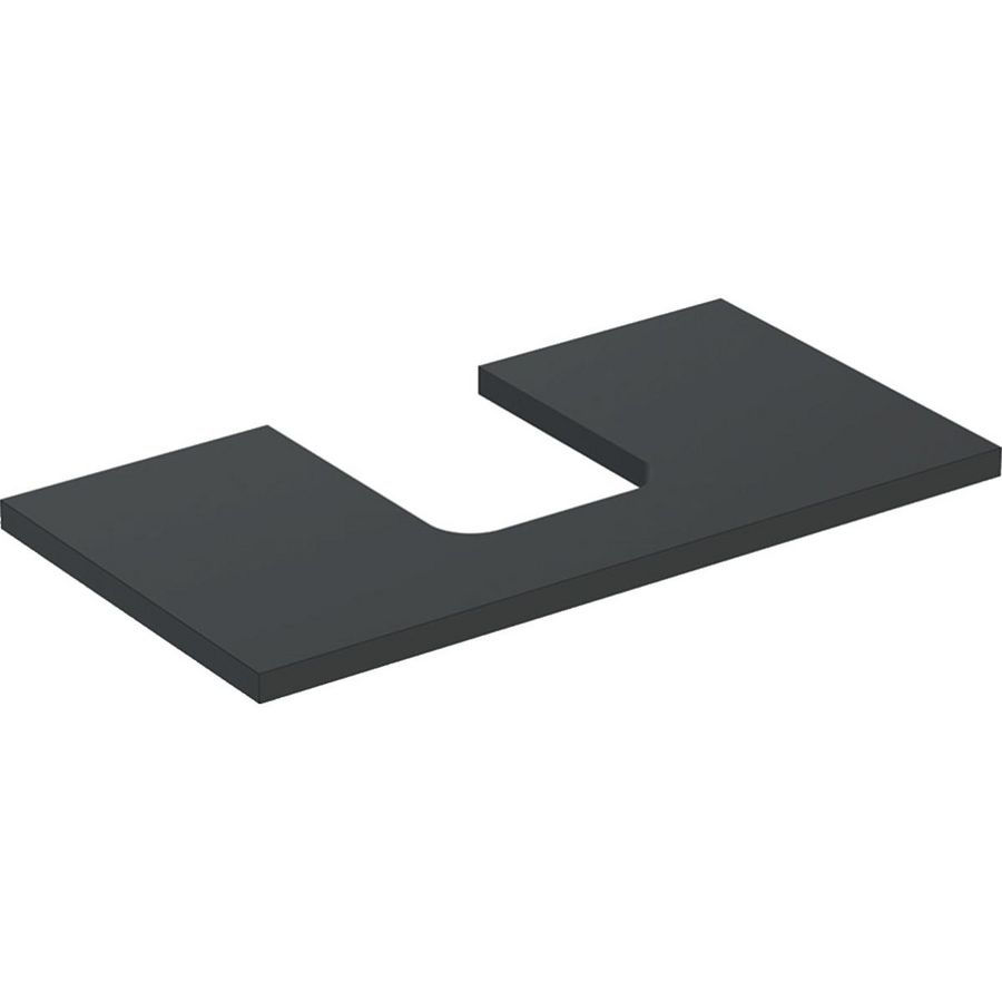 Wastafelblad voor opzetwastafel 75cm lava mat uitsparing afgerond gecentreerd ONE