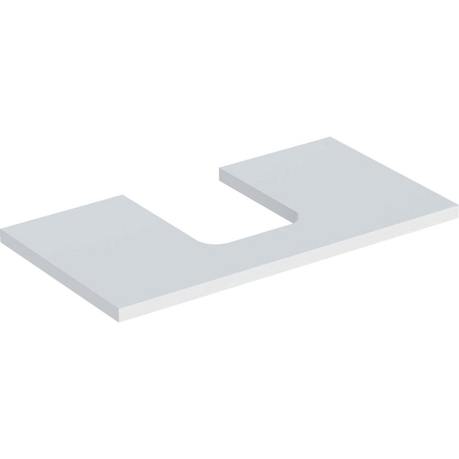 Wastafelblad voor opzetwastafel 75cm mat wit uitsparing afgerond gecentreerd ONE