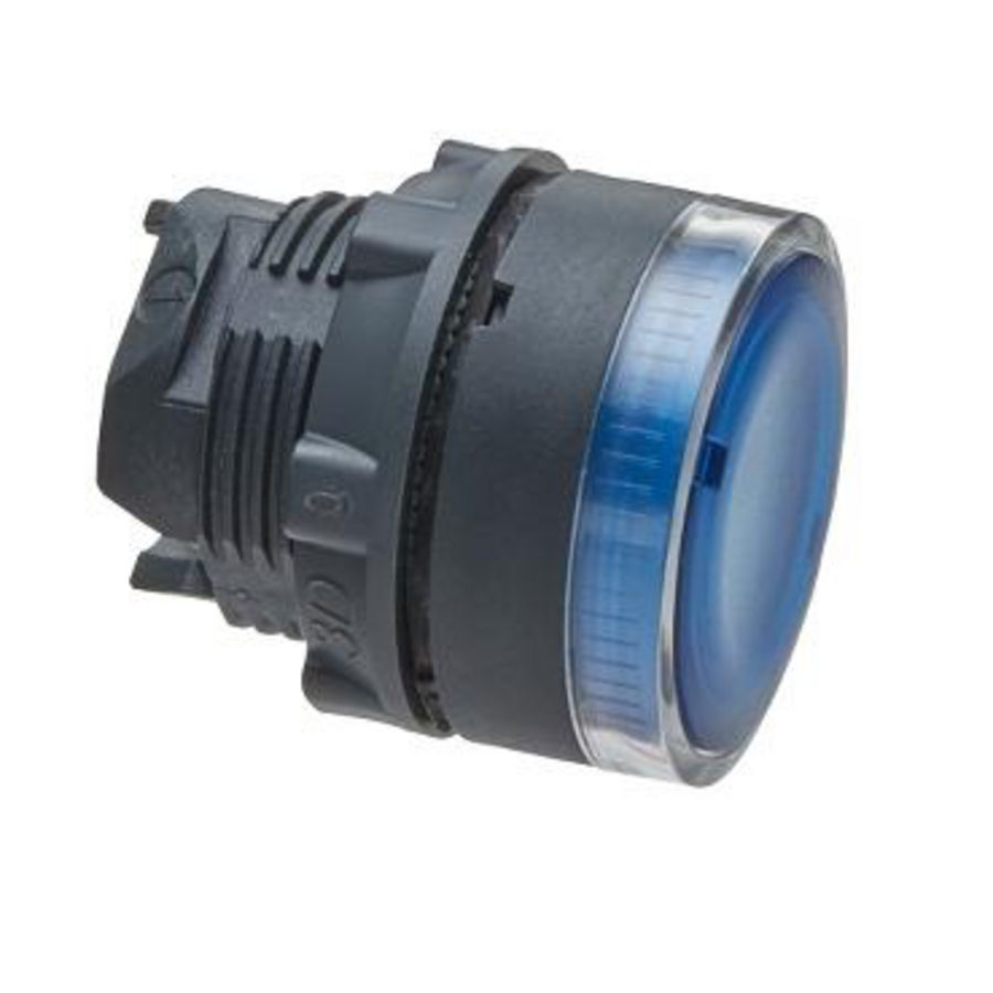 Kop drukknop Verlicht Verz. Terugv. 22mm BA9S Blau
