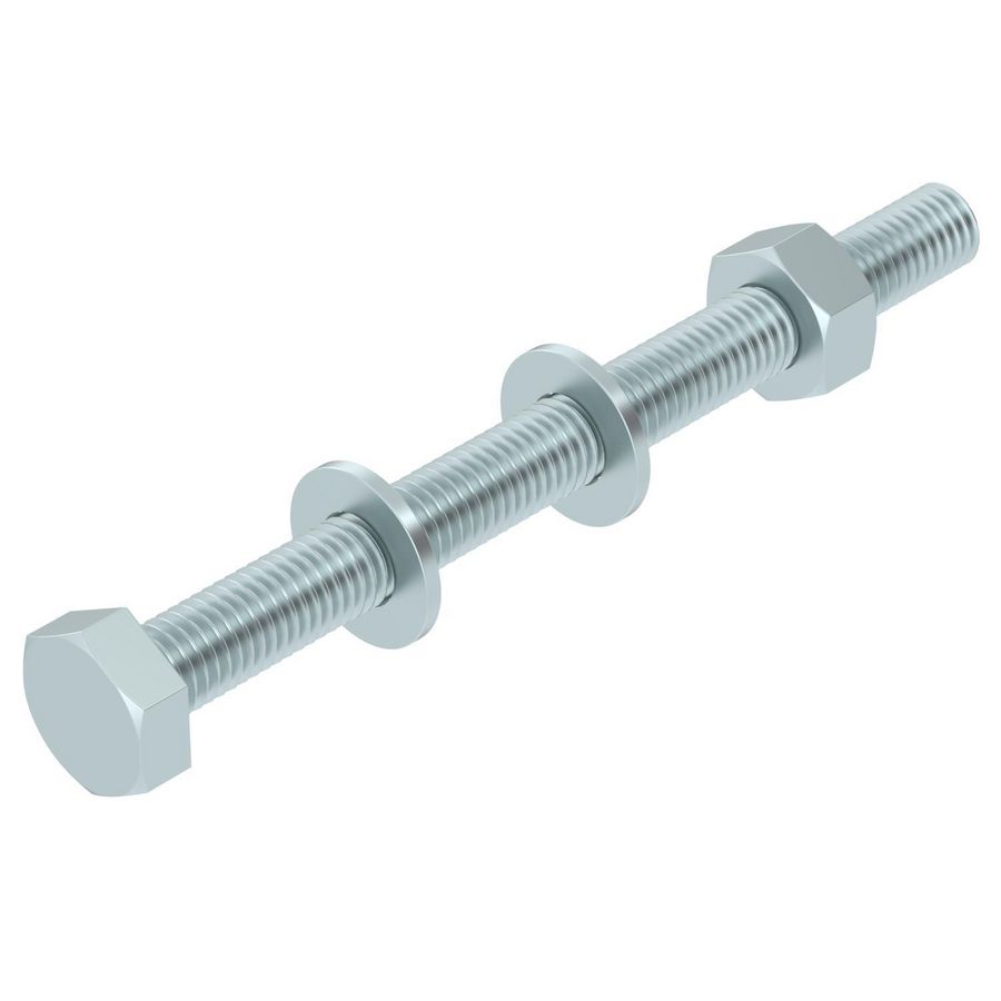 Zeskantbout met moer en sluitring M10x120 staal vuur VVE=20