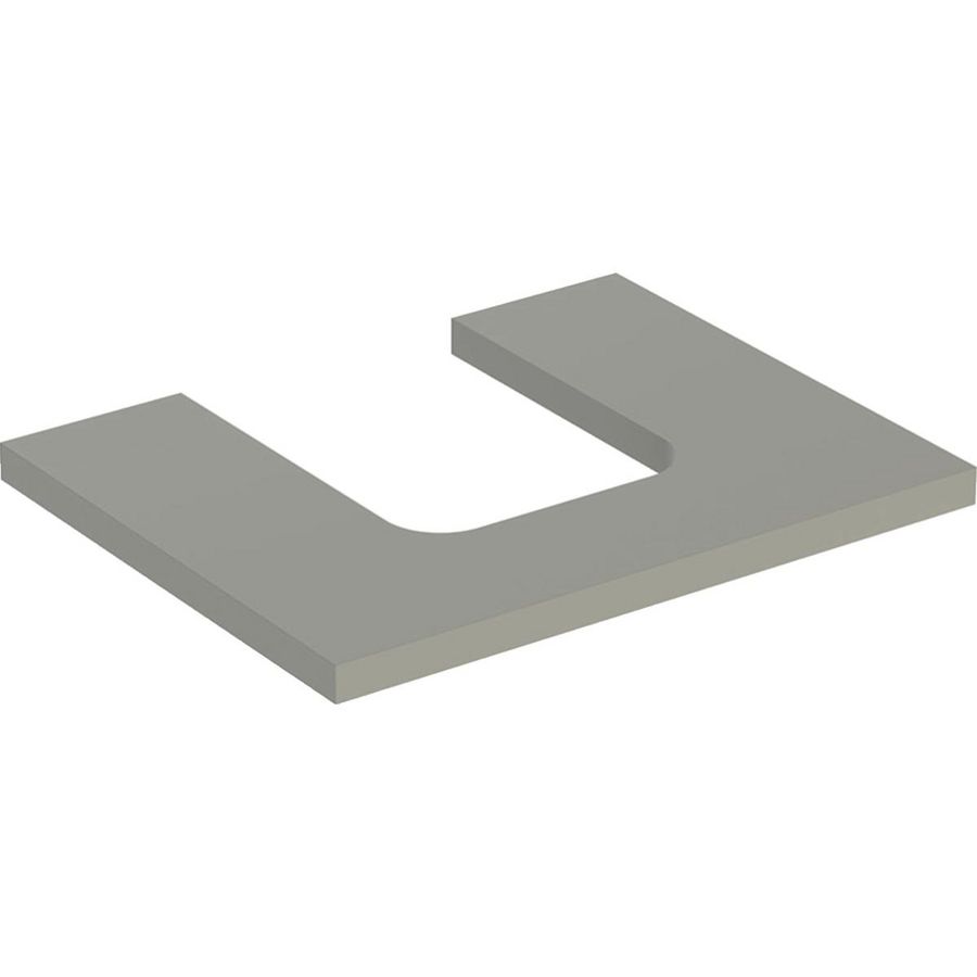 Wastafelblad voor opzetwastafel 60cm greige mat uitsparing afgerond gecentreerd ONE