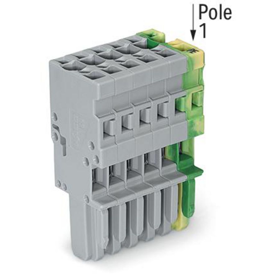 1-draads female steker CAGE CLAMP 4mm2 groen-geel/gr VVE=25