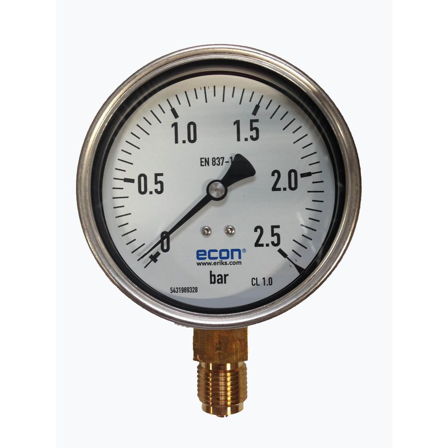 Manometer 100mm 0-2,5bar 1/2" bt. radiaal