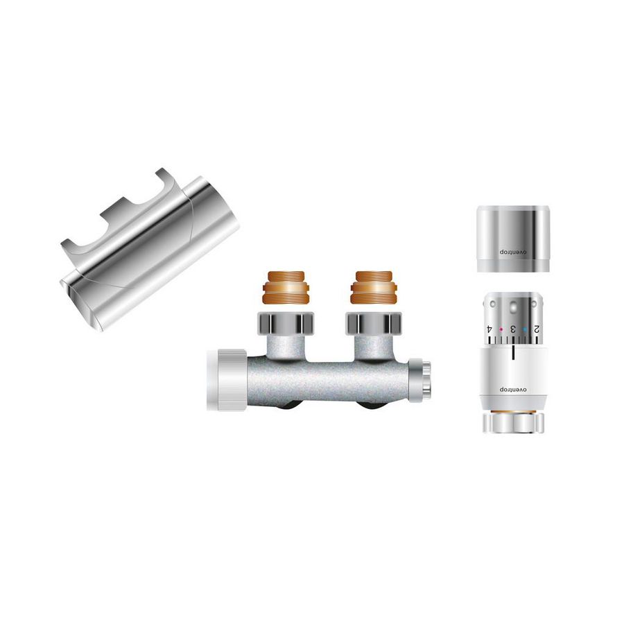 Multiblock T/Uni SH aansluitset 1/2 bi x 3/4 bu haaks chroom