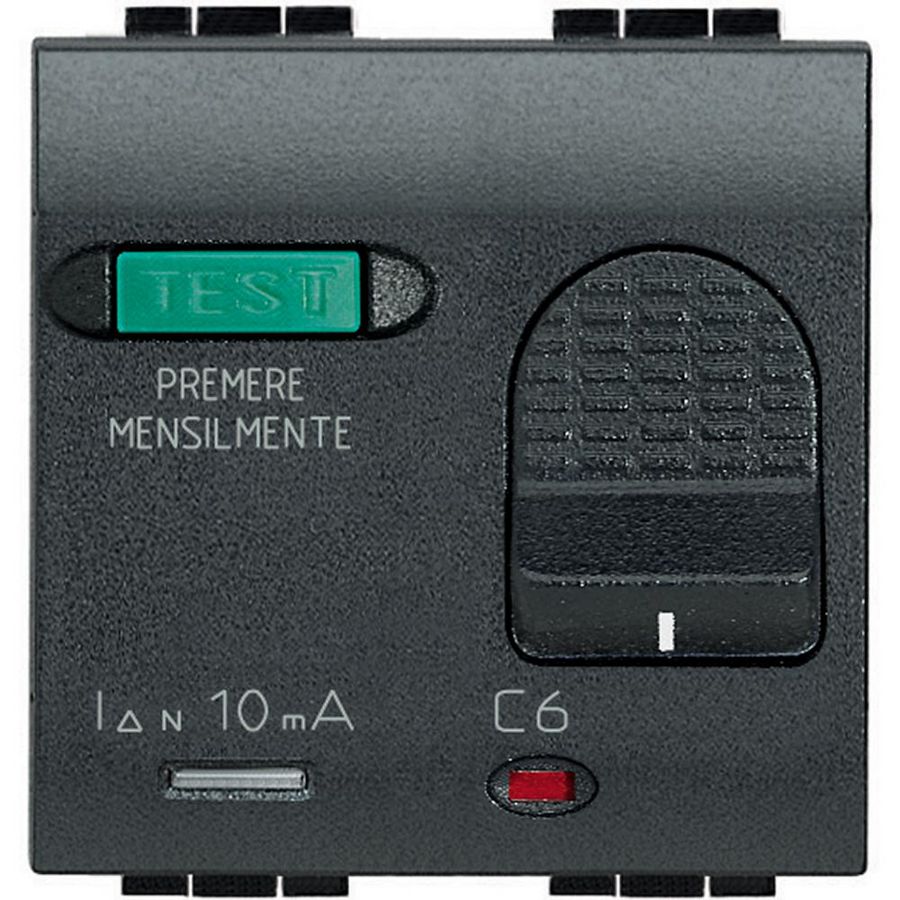 Installatieautomaat 6A 1,5kA met uitschakelaar antraciet
