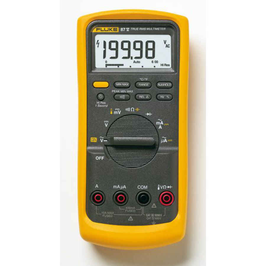 Multimeter met meetsnoeren en klemmen
