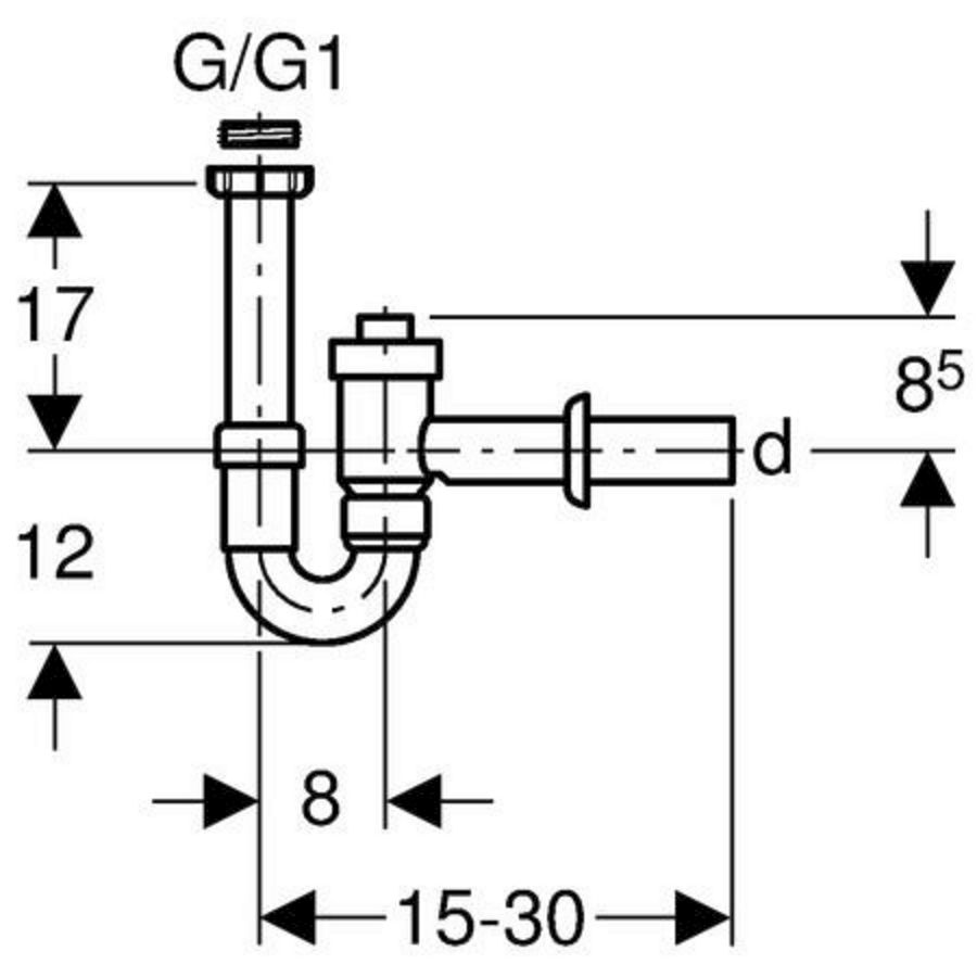 Buissifon afsluitbaar 1.1/2"x40mm wit met rozet+dichtingen