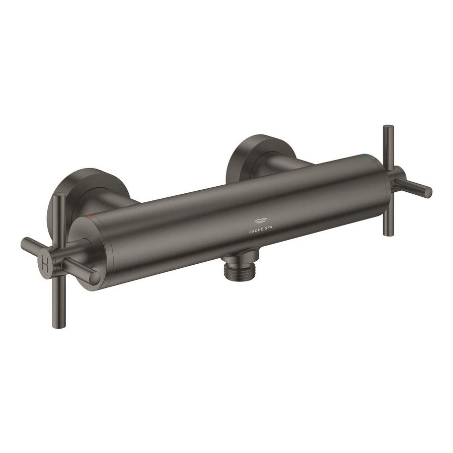 Atrio douchemengkraan kruisgrepen hard graphite geborsteld (mat donker grijs) (Spa colors coll.)