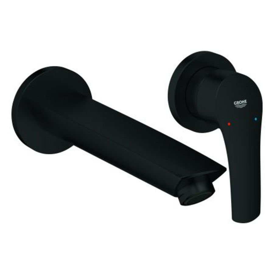 Eurosmart inbouw wastafelmengkraan M-size 2-gats afbouwset uitloop 211mm mat zwart (prof)