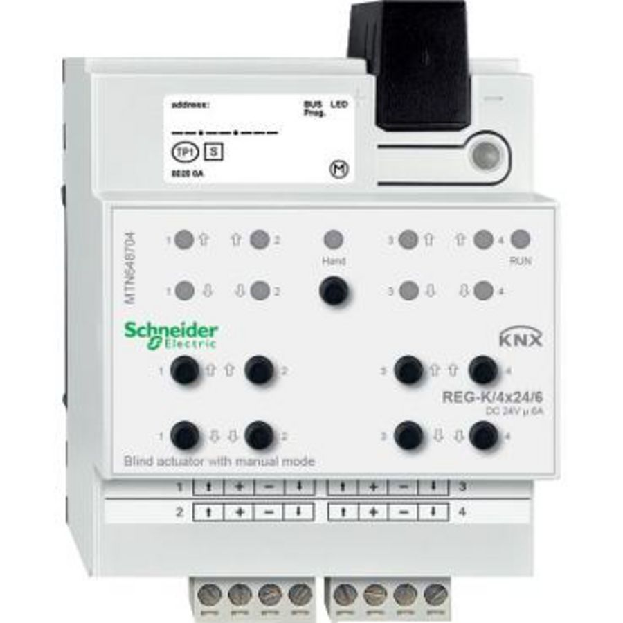Jaloezie-/schakelactor 4x24V/6A Handmatige bediening Lichtgr