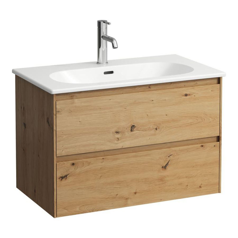 Combipack, wastafel+kraangat+onderkast 2 laden,80cm,wild oak