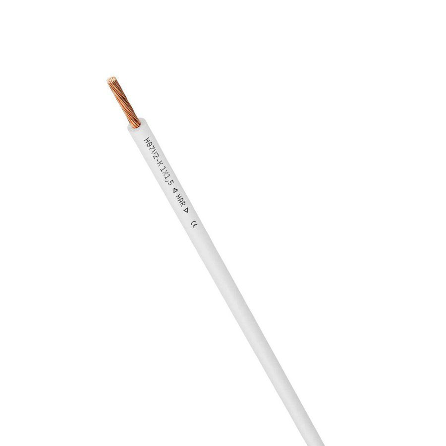 Ring a 100m. Montagesnoer H07V2-K 1X1,5 wit