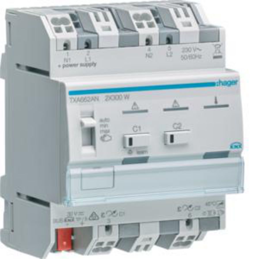 Universele zelflerende dimmer KNX 2x 300 W multi-fase