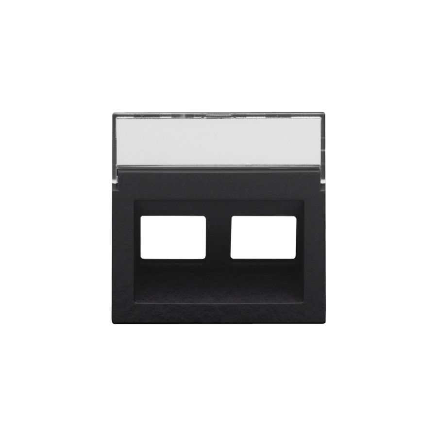 Centraalplaat data 2x RJ schuine uitgang piano black coated