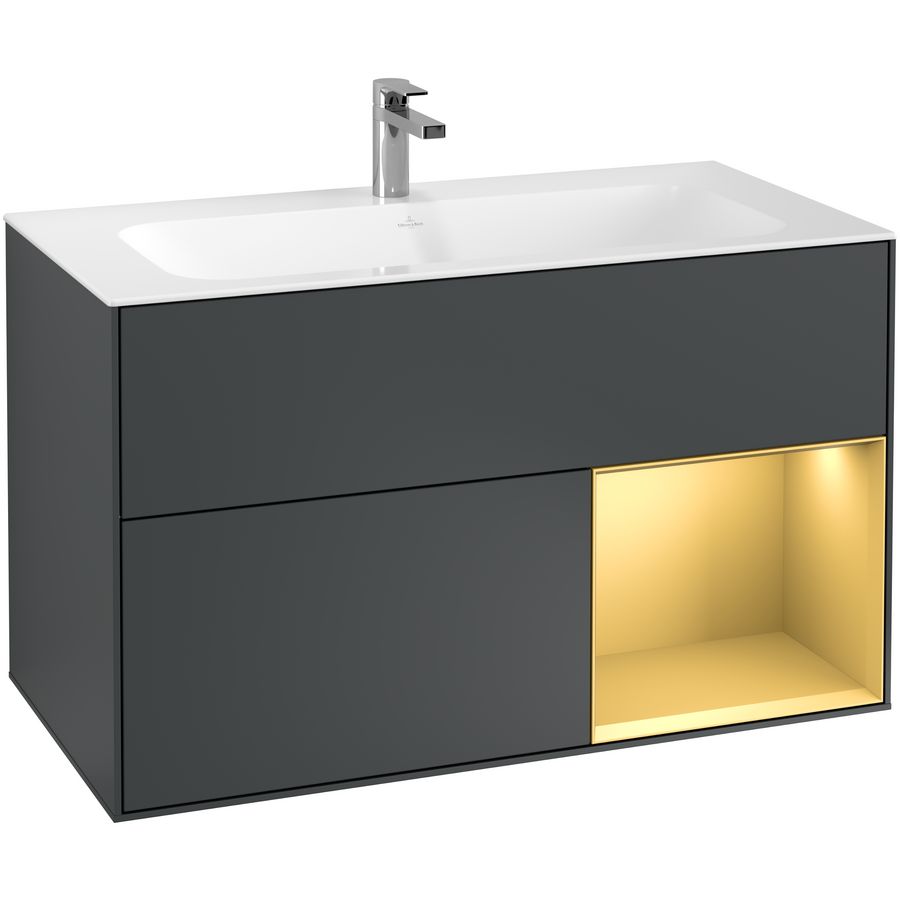 Wastafelonderkast Finion 996x591x498mm Mid.Blue Matt Lacquer F040HFHG