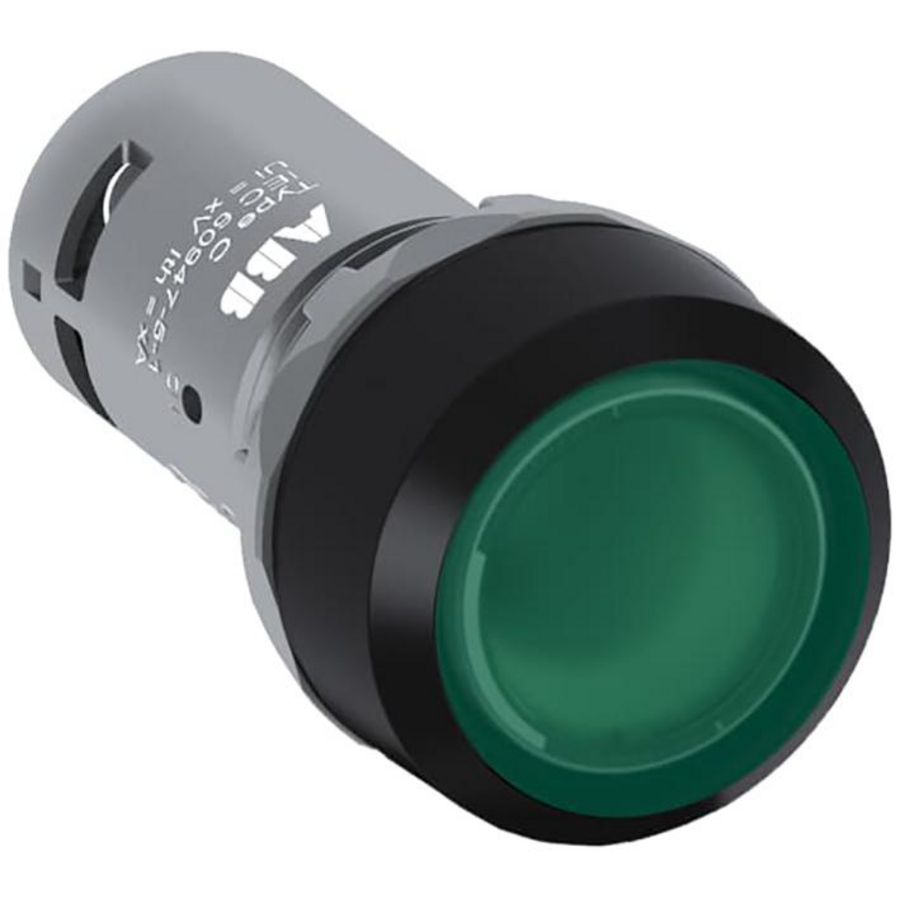 Verlicte drukknop 24Vac/dc groen met 1m niet terugverend